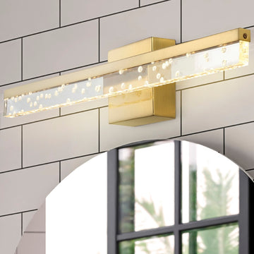 Mario Modern Contemporary 360-Degree Rotatable Iron/Seeded Acrylic Integrated LED Vanity Light - JONATHAN Y